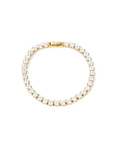 UNSHINEBAR Tennis Armband für Herren in verschiedenen Farben - Streetwear Iced Out Tennis Armband aus Edelstahl und 18K Gold - Wasserfestes Armband (Gold, 21)