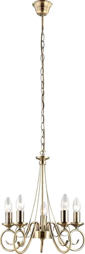 Globo Lighting TRUNCATUS Hängeleuchte in Altmessing mit 5 Leuchtquellen - Elegante Pendelleuchte im klassischen Design mit 5 E14-Fassungen. Höhenverstellbar und ideal zur individuellen Lichtgestaltung. Perfekt für stilvolle Innenräume!