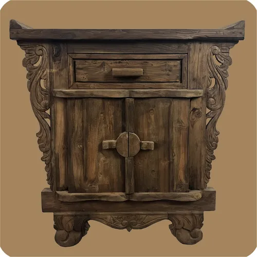 Romantische Massivholz Kommode | Flower 1 | nachhaltiges Alt Teak Holz