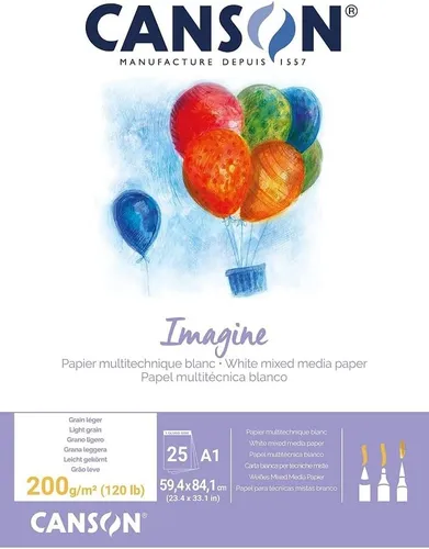 CANSON Skizzenblock Imagine DIN A1 200 g/qm - Schreibutensilien, hochwertiges 200 g/qm Papier, ideal für präzise Skizzen und Zeichnungen, säurefrei für lange Haltbarkeit.