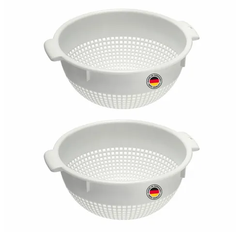 WESTMARK Seiher 2 Stk., groß, mit 2 Griffmulden und 4 Aufsatzrasten zum Waschen und, PE, spülmaschinengeeignet, Made in Germany