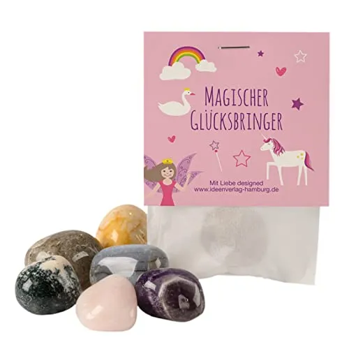 10x "Einhorn / Märchen" Glückssteine für Kinder / Glücksbringer Stein "Magische Glücksbringer" als Mitgebsel Kindergeburtstag Einhorn / Glücksbringer Kinder / Einhorn Geburtstag Mitgebsel Kinder