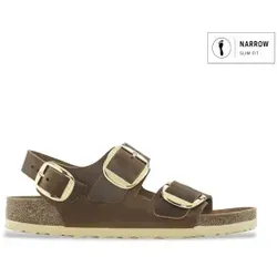 Birkenstock für Damen. 1024067 Leder-Sandalen Milano (Schmale Passform) braun (40), Wohnung, Schnalle, Lässig