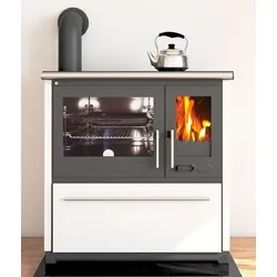 Plamen Festbrennstoffherd 850 - Weiß, 8 kW, Energieeffizienzklasse A+ - Küchenofen mit 8 kW Nennwärmeleistung und 83,7 % Wirkungsgrad, ideal für effizientes Heizen und Kochen mit Holz.