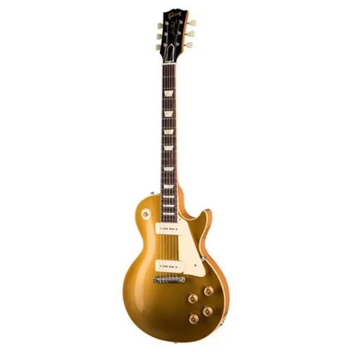 Gibson Les Paul 54 Goldtop VOS - Custom Shop E-Gitarre, 1954er Les Paul mit gewölbter Ahorn Decke und Mahagoni Korpus, ideal für Musiker, die den klassischen Sound und Stil suchen. Inklusive Custom Case, Made in USA.