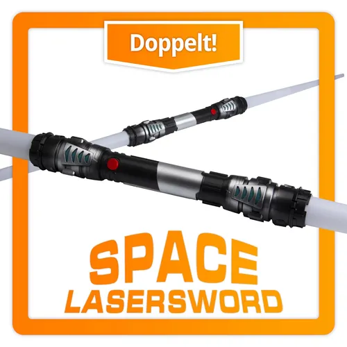 GOODS+GADGETS Doppelklingen Laserschwert - 138 cm Lichtschwert mit Sound und Beleuchtung (Rot) - Fantastische Kreaturen für Kinder - Erlebe mit diesem 138 cm langen Laserschwert aufregende Lichtschwertkämpfe, die durch beeindruckende Beleuchtung und Sounds noch realistischer werden!