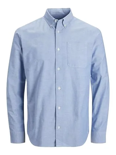 Jack & Jones Herren Hemd Oxford Langarm Blau Gr.M Neu - Klassische Hemden für Herren, aus hochwertigem Oxford-Stoff, ideal für einen eleganten Look im Alltag oder im Büro.