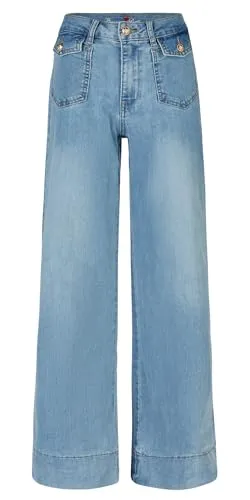 Buena Vista Damen Jeans Wide Leg A - Maritime Denim - Stylische Wide Leg Jeans mit hohem Bund und goldenen Knöpfen. Ideal für einen modischen Look, mit einem Beinumfang von ca. 52 cm bei Größe S und einer Beinlänge von ca. 32 Inch.