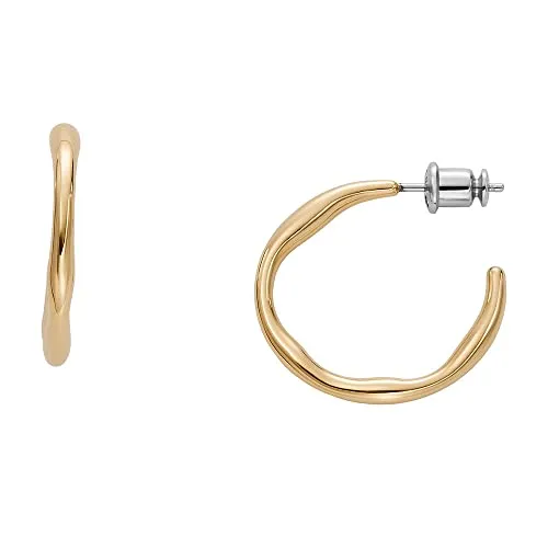 Skagen Women's Stainless Steel Push Back Earrings - Elegante Ohrringe aus poliertem Edelstahl in Goldfarbe, perfekt für jeden Anlass und mit sicherem Poussette-Verschluss.