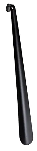 WENKO Schuhlöffel Extra Lang, rückenschonender Helfer zum Schuhe anziehen ohne Bücken, aus rostfreiem mit Loch für eine Aufhängung, ideal für Flur und Diele, Schwarz, 69796800, 58,5 x 4,2 x 3,8 cm