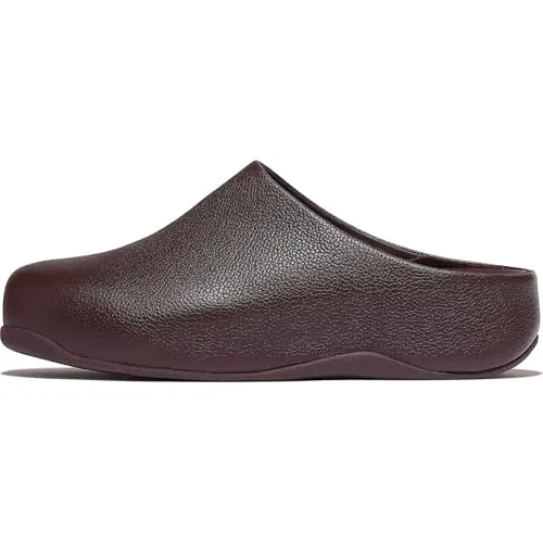 Fitflop Shuv Damen-Clogs aus Leder in Schokoladenbraun, Größe 42 EU - Ergonomisch gestaltete Clogs mit druckverteilender Mittelsohle für optimalen Komfort. Ideal für den täglichen Gebrauch und natürliche Fußgewölbestütze.