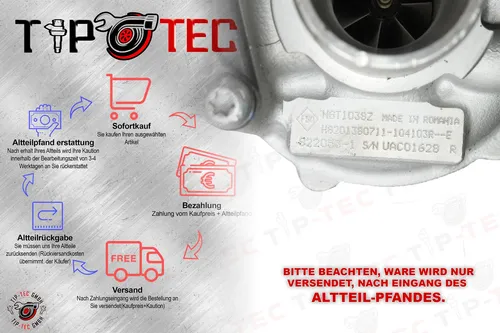 Renault Twingo 0.9 TCe Turbolader Garrett 822053-0001 - Turbolader für Renault Twingo und Smart Forfour, neuester Revisionsstand für optimale Leistung und Effizienz im Fahrzeug.