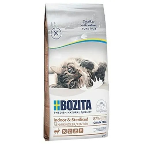 Bozita Indoor & Sterilised Grain Free Rentier 2 kg - Hochwertiges Katzenfutter für drinnen, getreidefrei und mit feinem Rentierfleisch. Ideal für die gesunde Ernährung Ihrer Katze.