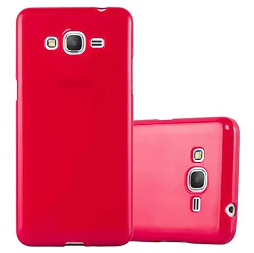 Cadorabo Hülle kompatibel mit Samsung Galaxy Grand Prime Schutzhülle TPU Silikon Case Jelly Design Slim Kratzfest Weiche Gummi mit Rundumschutz Case Hülle für Galaxy Grand Prime in Rot