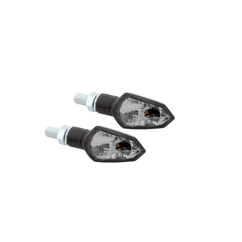 SHIN YO SHIELD-TS LED Blinker, schwarz - E-geprüfter Blinker mit schwarzem Kunststoffgehäuse und getöntem Glas für stilvolle Motorräder und optimale Sichtbarkeit.