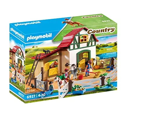 PLAYMOBIL Country 6927 Ponyhof mit Tieren - Tierfiguren für Kinder: Spielerischer Ponyhof mit 194 Teilen für detailgetreues Nachspielen, perfekt für kleine Pferdefans ab 4 Jahren.