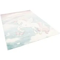 Pergamon Kinder Teppich Maui Kids Einhorn Pastell – Bunt & Vielseitig - Handgefertigter Kinderteppich aus 100% Polypropylen, ideal für Spiel- und Krabbelbereiche. Schadstoffgeprüft und robust, perfekt für jedes Kinderzimmer und Fußbodenheizung geeignet.
