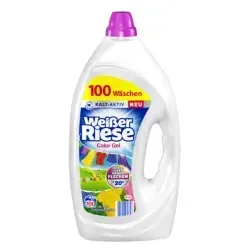 Weißer-Riese Waschmittel Color Gel, 4,5L, 100 Waschladungen - Waschmittel für Buntwäsche mit Kalt-Aktiv Formel, entfernt hartnäckige Flecken und sorgt für strahlende Farben bei niedrigen Temperaturen. Nachhaltig verpackt und mit angenehmem Duft.