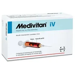 Medivitan Iv Fertigspritze 8 ST - Arzneimittel zur Behandlung von Vitamin B6, B12 und Folsäure-Mangel. Ideal für Erwachsene, die ihre Ernährung nicht ausreichend ergänzen können.