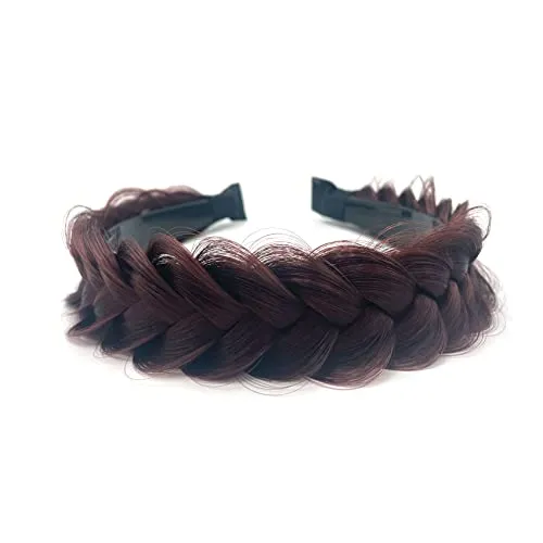 TOECWEGR Hairband Braided Hairpiece Messy Wide 2 Strands Fluffy Braids Wig with Tooth Women Headband Hair Bands