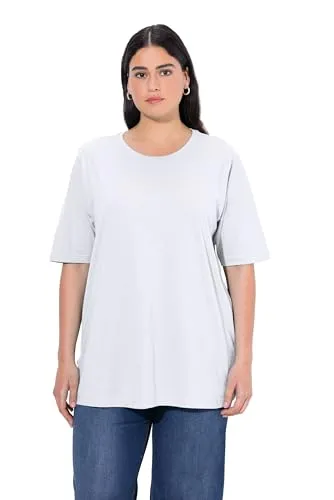 Ulla Popken Damen große Größen Übergrößen Plus Size T-Shirt, Rundhalsausschnitt, Relaxed, Halbarm schneeweiß 42+ 486910200-42+
