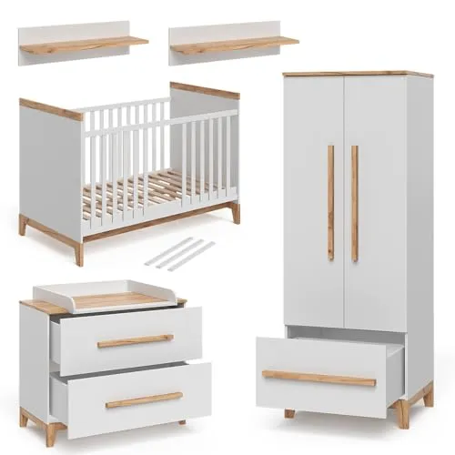 VitaliSpa Babymöbel Set Malia Weiß Eiche - Kinderzimmer-Sets mit durchdachter Funktionalität und erstklassiger Verarbeitung, ideal für die Bedürfnisse von Babys bis Jugendlichen.