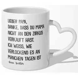 22Feels Tasse Papa Geschenk Vatertag von Tochter Vater Geburtstag Kaffeetasse Mann, Keramik, Made In Germany, Spülmaschinenfest, Herzhenkel weiß