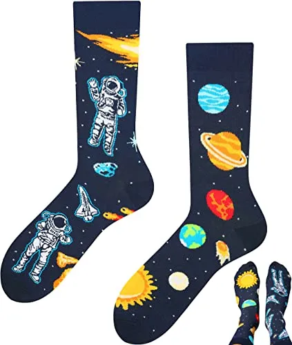 TODO Lustige Socken Damen und Herren, Coole Socken mit Motiv - Bunte, Mehrfarbige, Verrückte (43-46, Astronaut)
