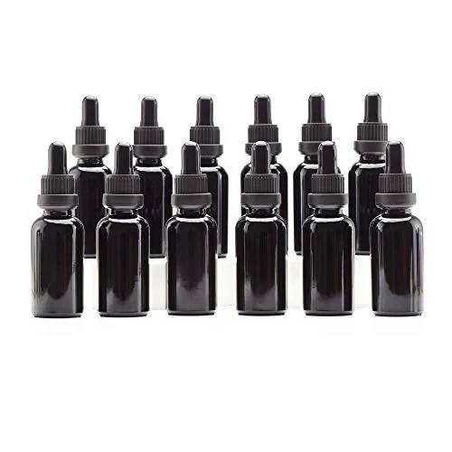 YIZHAO Pipettenflasche 30ml Schwarz, Apothekerflasche mit Pipette Glas, für Ätherisches Öl, Aromatherapie, Massage, Düfte, Labor, Kosmetik, Reisen – 18 Pcs
