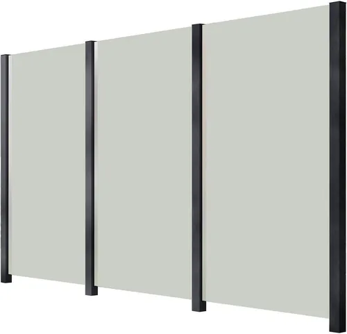 STAKET PRO Glaszaun Set, 3,284 m mit 4 Pfosten - Eleganter Glaszaun für Sicht- und Windschutz, bestehend aus drei satinierten Gläsern und robusten Aluminium-Pfosten in Anthrazit, ideal für den privaten Garten.