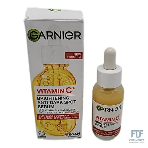 Garnier SkinActive Vitamin C Brightening Serum gegen dunkle Flecken - Gesichtsserum mit Vitamin C, Niacinamid und Salicylsäure für einen strahlenden Teint und reduzierte Pigmentflecken. Ideal für jeden Hauttyp, sorgt für ein ebenmäßiges Hautbild nach nur 6 Tagen.