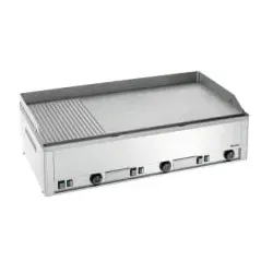 Bartscher Griddleplatte GDP 980E-GR A370139 - Großküchentechnik mit kombinierter glatter und gerillter Bratfläche für perfekt gegartes Grillgut, ideal für professionelle Küchen.