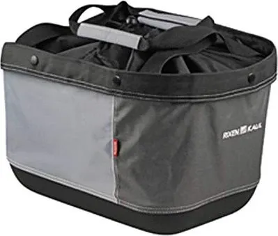 KLICKfix Fahrradkorb Alingo GT für Racktime - Grau - Fahrradtaschen mit steifem Innenrahmen, gepolsterten Tragegriffen und Kordelverschluss, ideal für sicheres Transportieren und einfaches Falten.