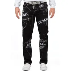 KOSMO LUPO Herren Jeans KM051-1-bans W30/L32 - Herrenjeans im Regular-Fit mit auffälligen Kontrastnähten und einzigartigem Design. Ideal für jeden Anlass, bietet hohen Tragekomfort und praktische 5-Pocket-Style.