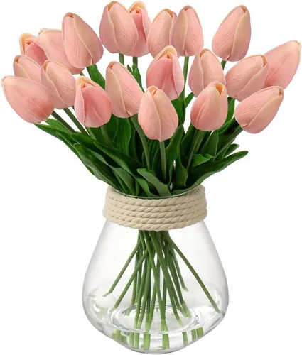 Künstlicher Tulpen Blumenstrauß Real-Touch 20 Stück - Vielseitiger, dekorativer Blumenstrauß aus Latex mit realistischem Touch. Perfekt für jeden Anlass und langlebig in der Anwendung.