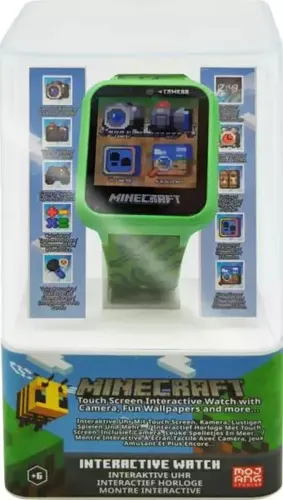 Minecraft Interactive Horloge (Smart Watch) - Smartwatch für Kinder mit 10 Funktionen, inklusive Selfie-Kamera und lehrreichen Spielen – ideal für Spaß und E-Learning.