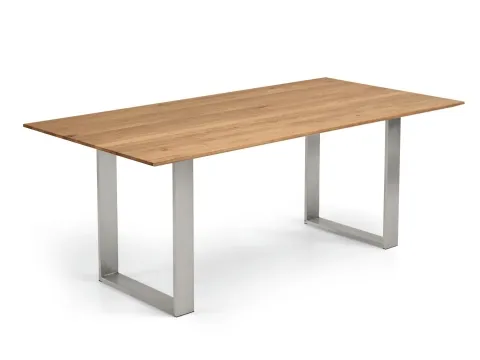 Niehoff MĂ¶bel Indoor Niehoff Oak Edition Tisch 160x90cm Charaktereiche, Kante Cubic Kufengestell Edelstahl 4051781494423
