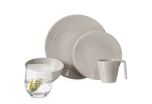 Moritz Geschirr-Set Camping Geschirr Coffee + Gläser - 16-32 tlg. Melamin Geschirrset für 4 Personen, perfekt für Camping und Picknick, leicht und bruchsicher für stressfreies Outdoor-Essen.