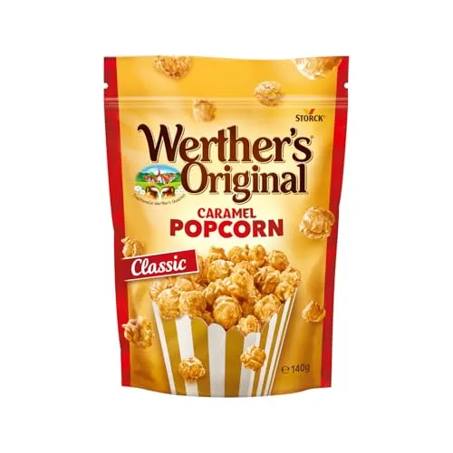Werther's Original CARAMEL Popcorn 140 g - Sonstige Speisen - Köstlich knuspriges Popcorn mit 74% Sahne-Karamell-Überzug, perfekt für Filmabende, Kindergeburtstage oder unterwegs.