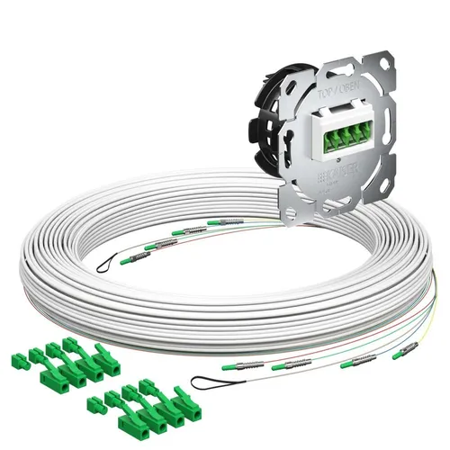 Kaiser Glasfaser-Teilnehmeranschluss GfTA E3S 4xF, 30m - Zubehör für Glasfasertechnik, innovativer Anschluss für passgenaue Unterputz Installation in gängigen Geräte-Verbindungsdosen mit robuster Bauweise.