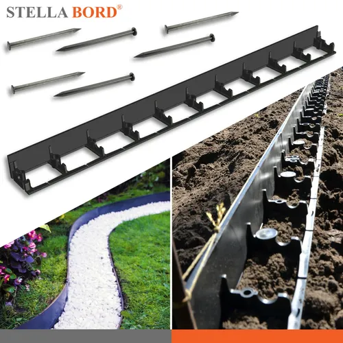 Stella Bord Rasenkante 6x100cm Beeteinfassung Mähkante Beetumrandung & 5 Nägel