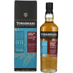 Torabhaig Cnoc Na Moine - The Legacy Series - Chapter No. 3 - Whisky aus der Isle of Skye, gelagert in ex-Oloroso- und PX-Fässern. Erleben Sie einen eleganten, rauchigen Geschmack mit 46,0% Vol. und begleiten Sie die Destillerie auf ihrem Weg zu einem 10-jährigen Single Malt.