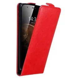 Cadorabo Hülle für Huawei ASCEND G7 PLUS / G8 / GX8 Schutz Hülle in Rot Flip Etui Handyhülle Case Cover