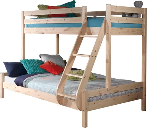 Etagenbett Familienbett 90x200 140x200 - Hochbett aus massivem Kiefernholz - Betten & Bettgestelle - Robust und vielseitig, ideal für Geschwister oder als Platzsparlösung im Kinderzimmer.