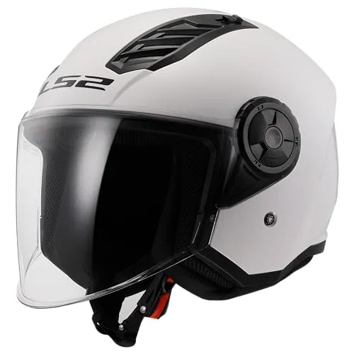 LS2 Jet-Motorradhelm Airflow II Gloss White, M - Motorradhelm mit langem, kratzfestem Visier, ideal für die Stadt, leicht und zertifiziert nach ECE 22.06.