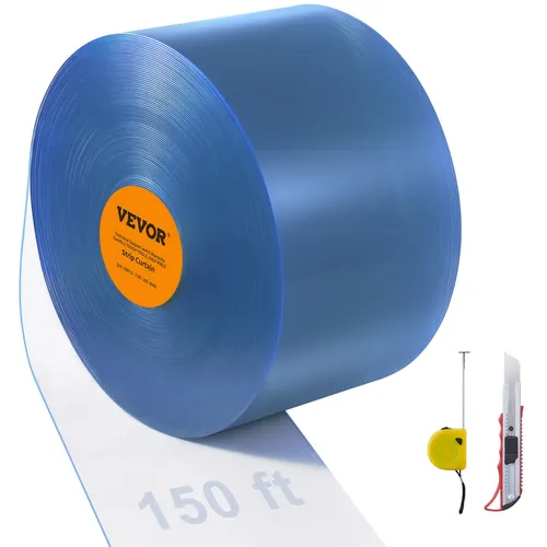 VEVOR Streifenvorhang 2500x30,5cm aus PVC - Hallen & Tore, flexibler PVC-Vorhang für Temperaturbereiche von -20 °C bis 60 °C, ideal für Lager und Werkstätten.