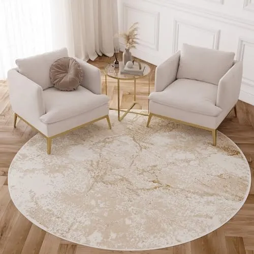 Tapiso Teppich CRYSTAL Rund 240 cm – Braun Beige für Wohnzimmer und Schlafzimmer - Der CRYSTAL Teppich bietet mit seinem weichen, glänzenden Flor Komfort und Stil. Ideal für jedes Zimmer, pflegeleicht und geeignet für Fußbodenheizung. Genießen Sie Wärme und Gemütlichkeit!