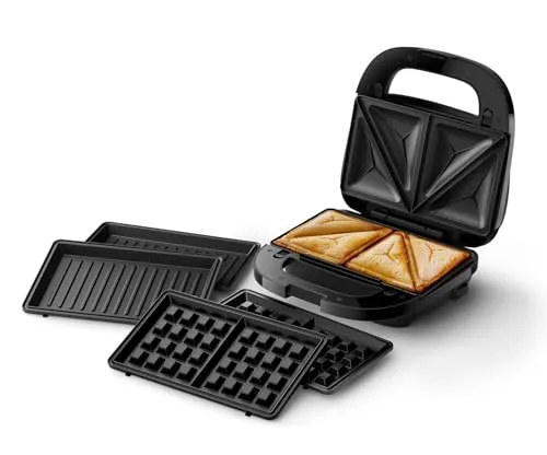 Philips Sandwichmaker 5000 Serie - 750 W, vielseitige Grillplatten für Paninis und Waffeln, antihaftbeschichtet und leicht zu reinigen
