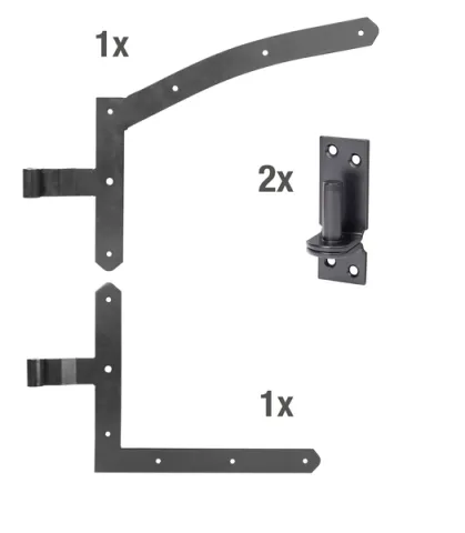 Alberts 206581 Beschlagsortiment für Rundbogen-Einzeltore - Tore-Zubehör, hochwertiges Beschlagsortiment für links oder rechts öffnende Tore, ideal für Jägerzaun-Doppeltore in bewährter Qualität von Alberts.
