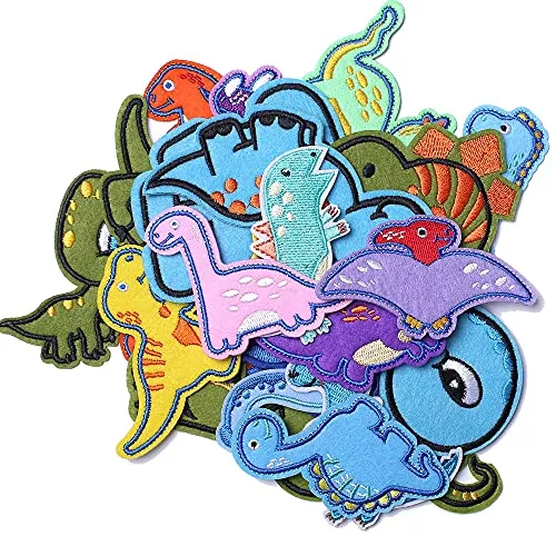 Harsgs Embroidered Dinosaur Patches, Cute Dinosaur Iron on/Sew on Patches Applique for Clothes, Dress, Hat, Jeans, Backpacks, DIY Accessories (Pack of 26)…